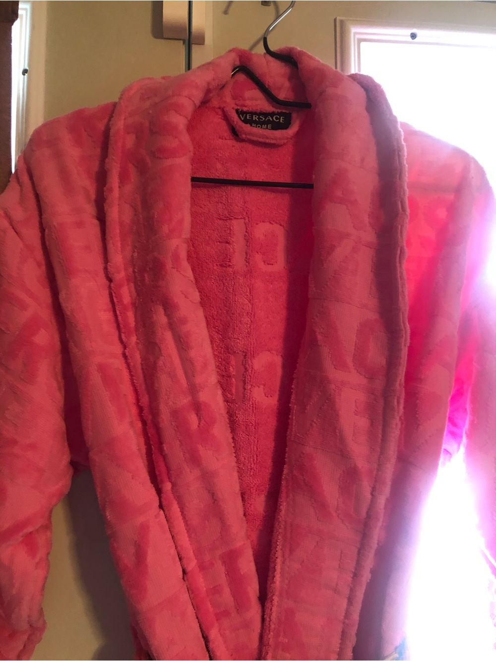 Versace Plush Pink Women's Robe with Embossed Logo